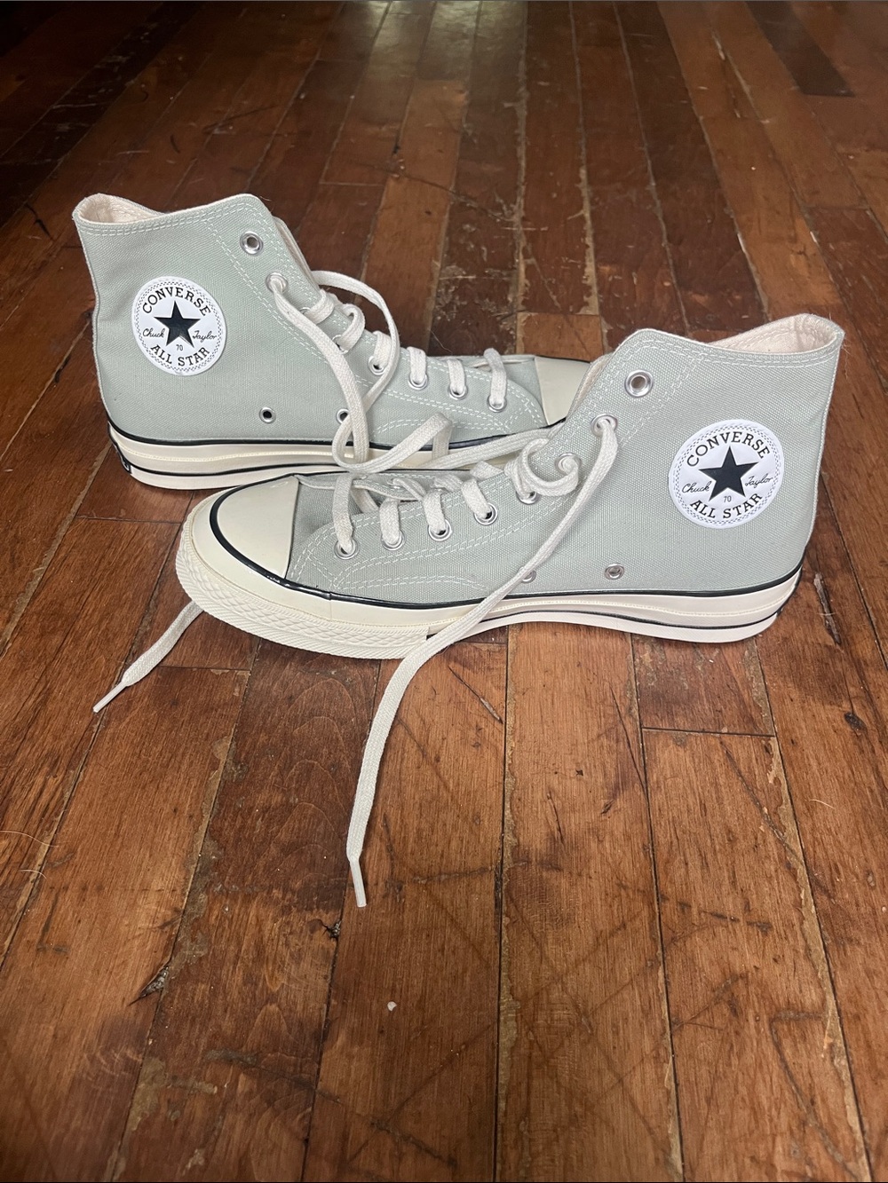 Converse High Top Sneakers in Light Gray and White